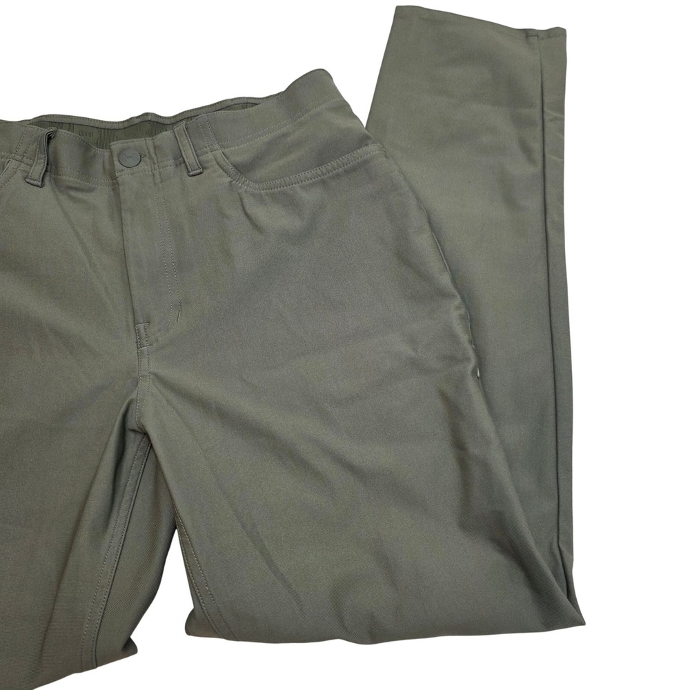 Under Armour Mens Olive Green Performance Chino Pants 32/32 Straight Leg Zipper - Picture 3 of 10